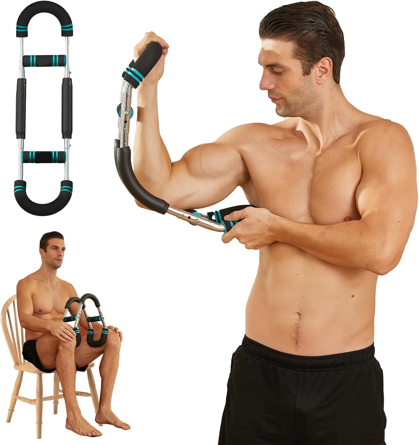 Twister Arm Exerciser Chest Workout,Portable Power Twister Bar,Muscular Strength Enhancer,Thigh Master Trainer Men,At Home Fitness Equipment