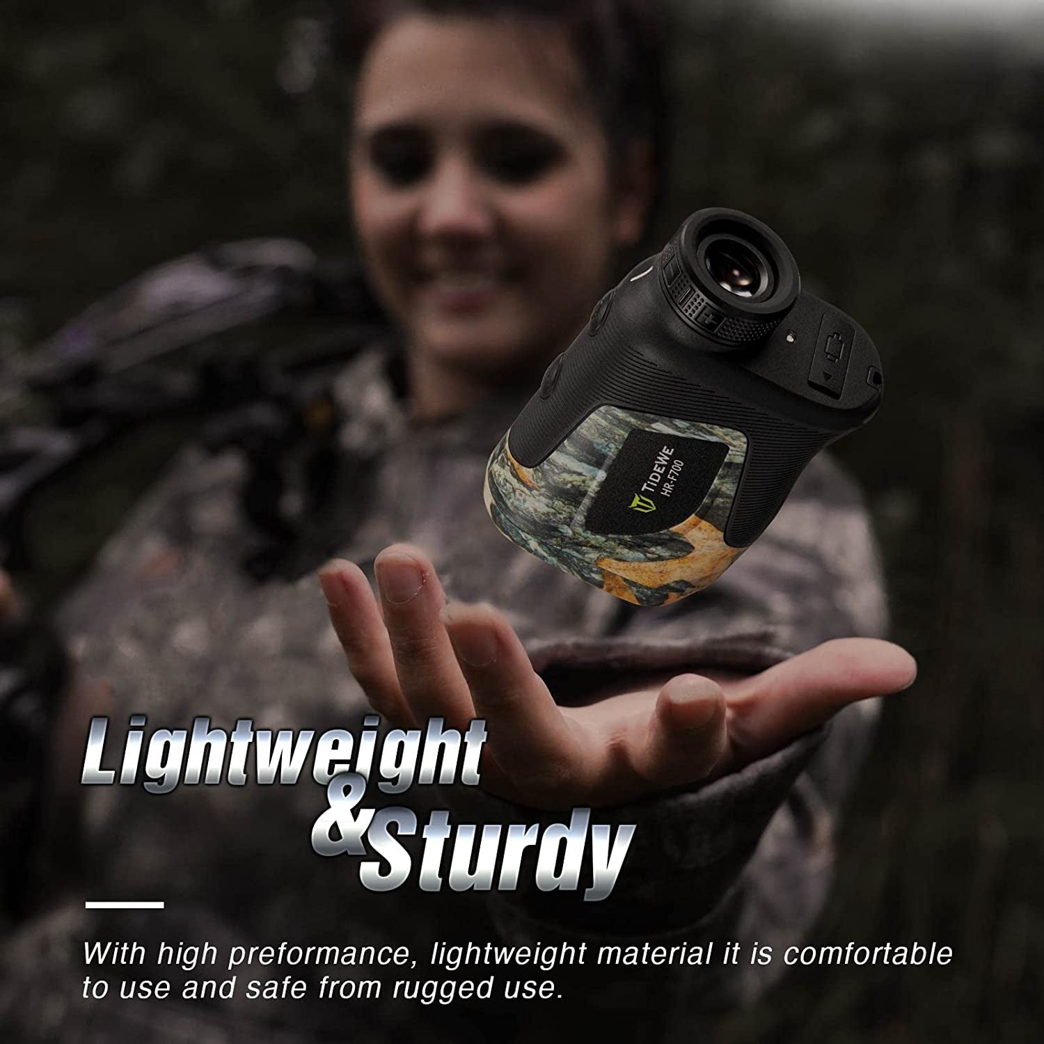 Hunting Rangefinder with Rechargeable Battery, 700/1000Y Camo Laser Range Finder 6X Magnification, Distance/Angle/Speed/Scan Multi Functional Waterproof Rangefinder with Case