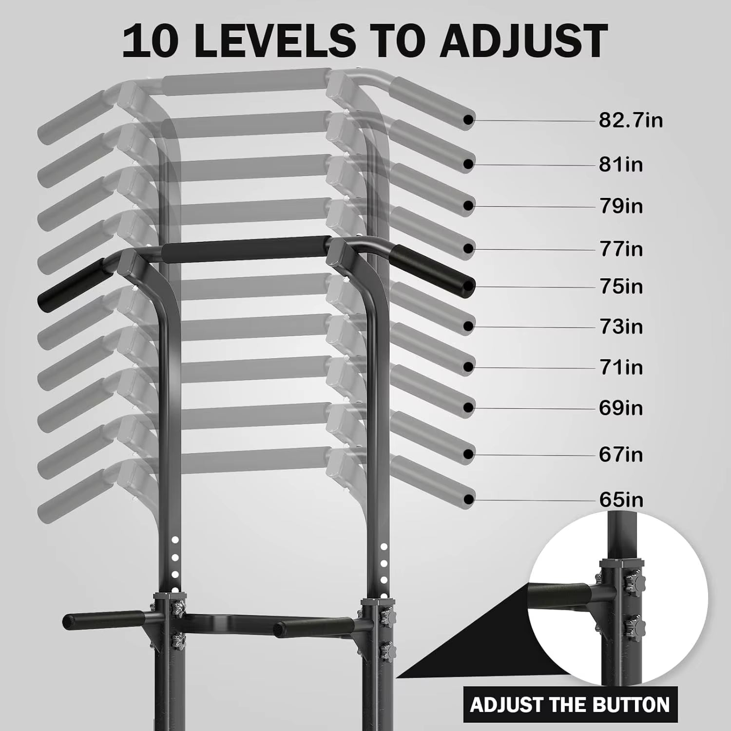 Adjustable Height Power Tower Dip Station and Pull-Up Bar for Home Gym Strength Training