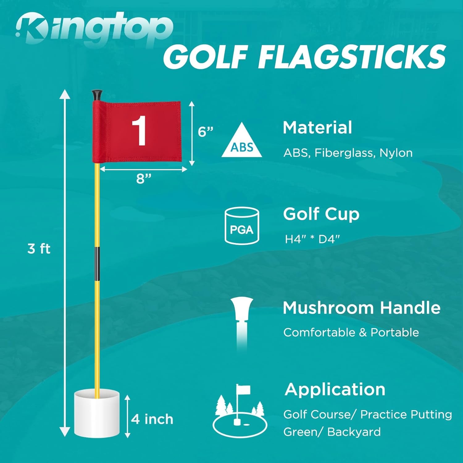 Golf Flagstick Mini, Putting Green Flag for Yard, All 3 Feet, Double-Sided Numbered Golf Flags, Golf Pin Flag Hole Cup Set, Portable 2-Section Design, Gifts Idea