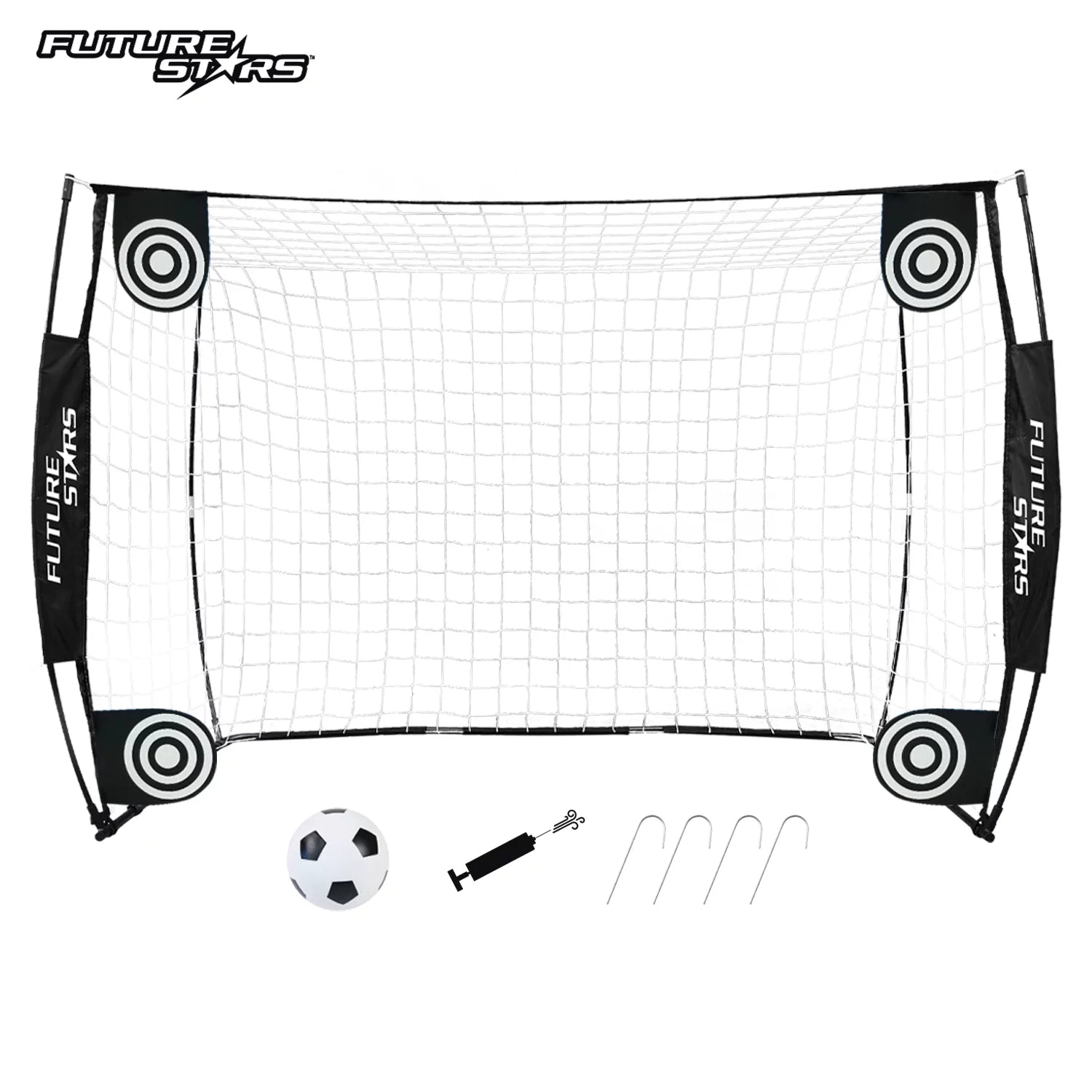 7Ft Flex Soccer Goal Combo Set - 1 7Ft Flex Net, 4 Targets, 1 Soccer Ball and Pump! Soccer Game in a Box!