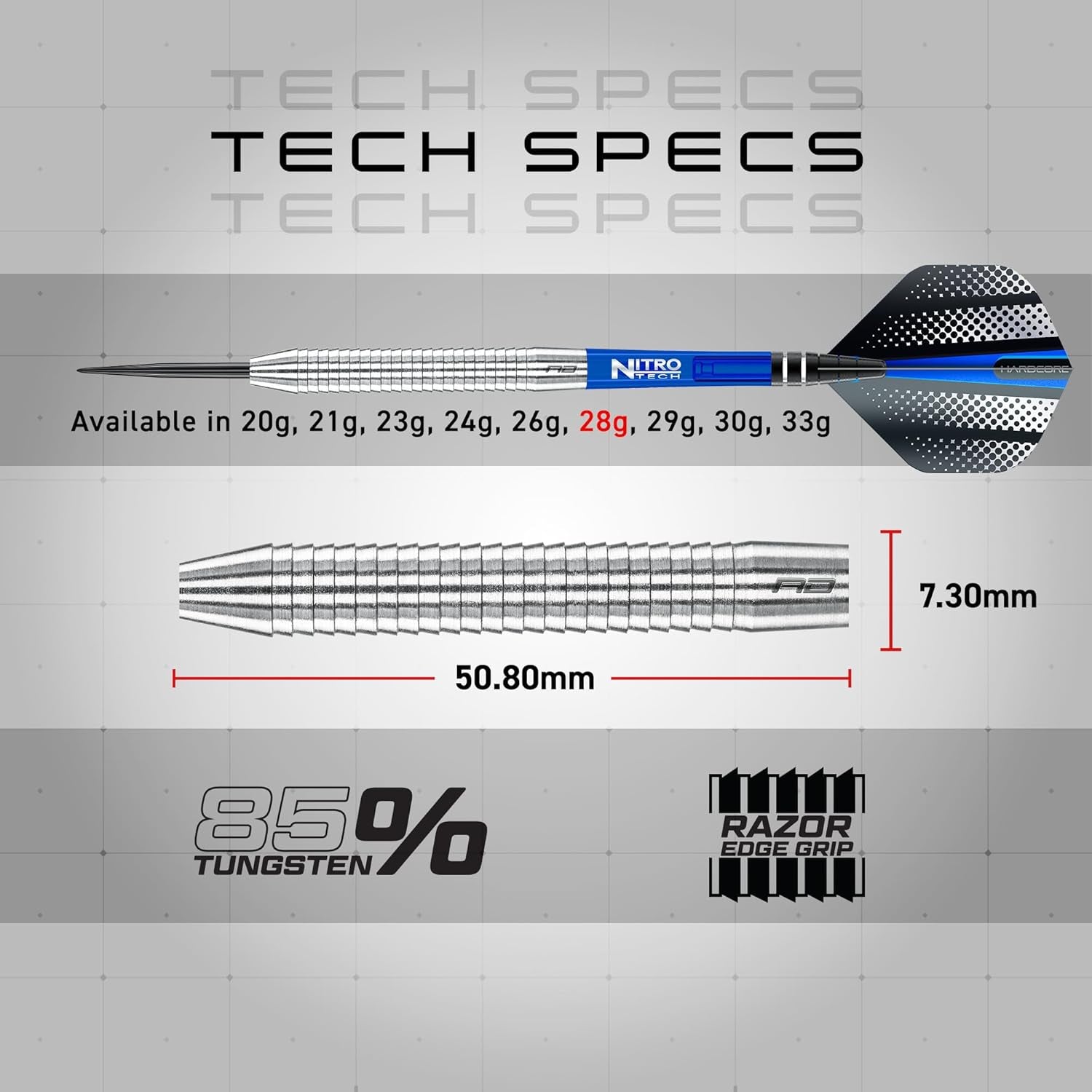 Razor Edge Original 28G Tungsten Darts with Flights and Stems