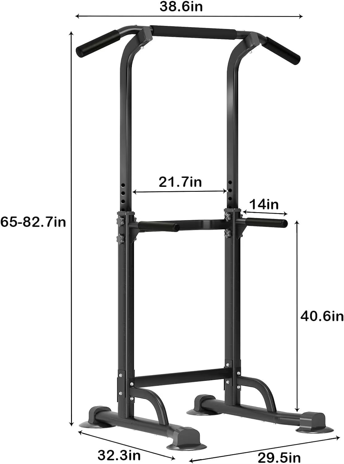 Adjustable Height Power Tower Dip Station and Pull-Up Bar for Home Gym Strength Training