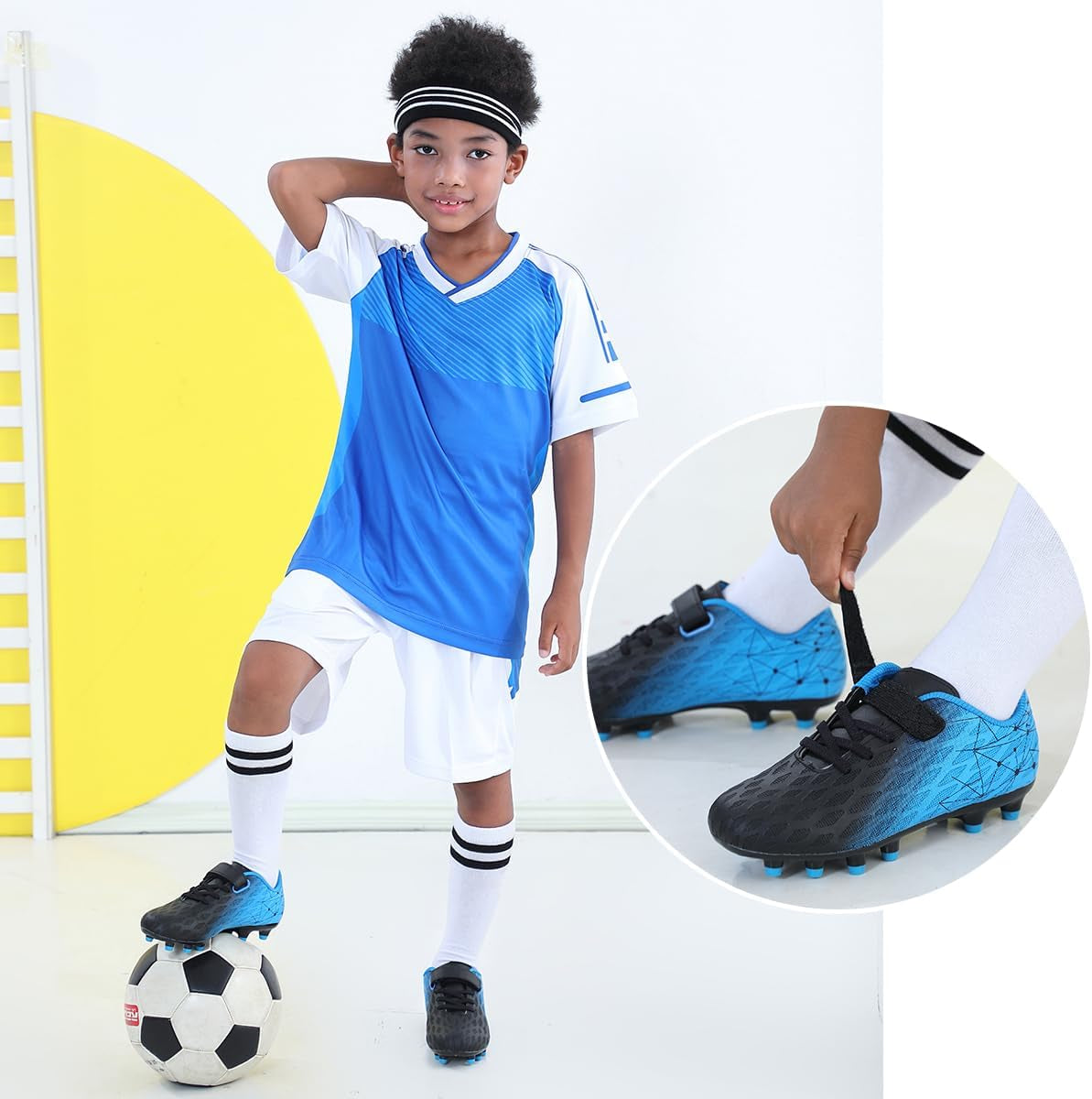 Kids Firm Ground Soccer Cleats Boys Girls Athletic Outdoor Football Shoes