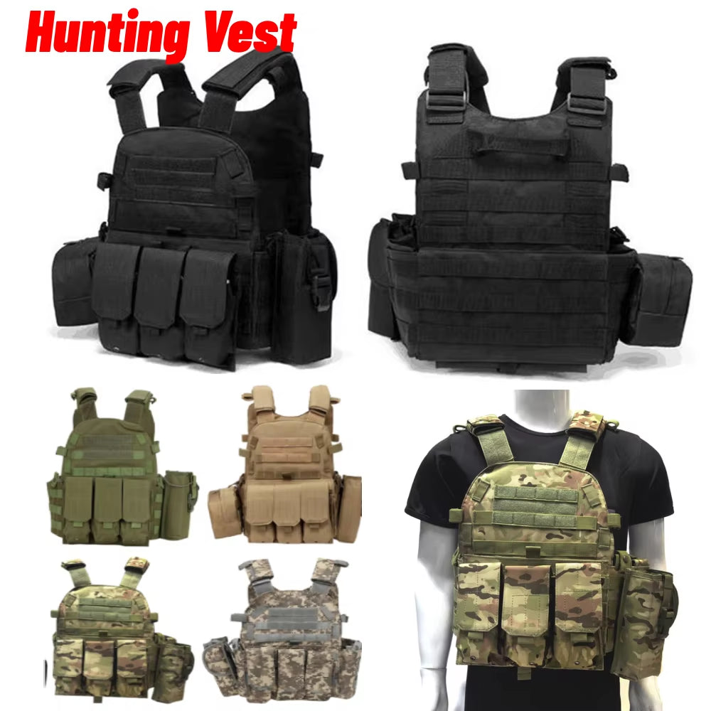 Camouflage Plate Carrier Vest Multi-Functional Paintball Airsoft Vest Adjustable Men Women Combat Equipment for Outdoor Cycling