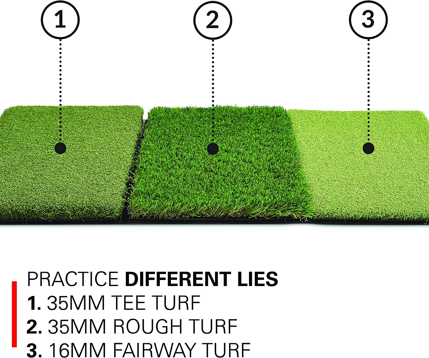 Rukket Tri-Turf Golf Hitting Mat Attack, Portable Driving, Chipping, Training Aids for Backyard with Adjustable Tees and Foam Practice Balls