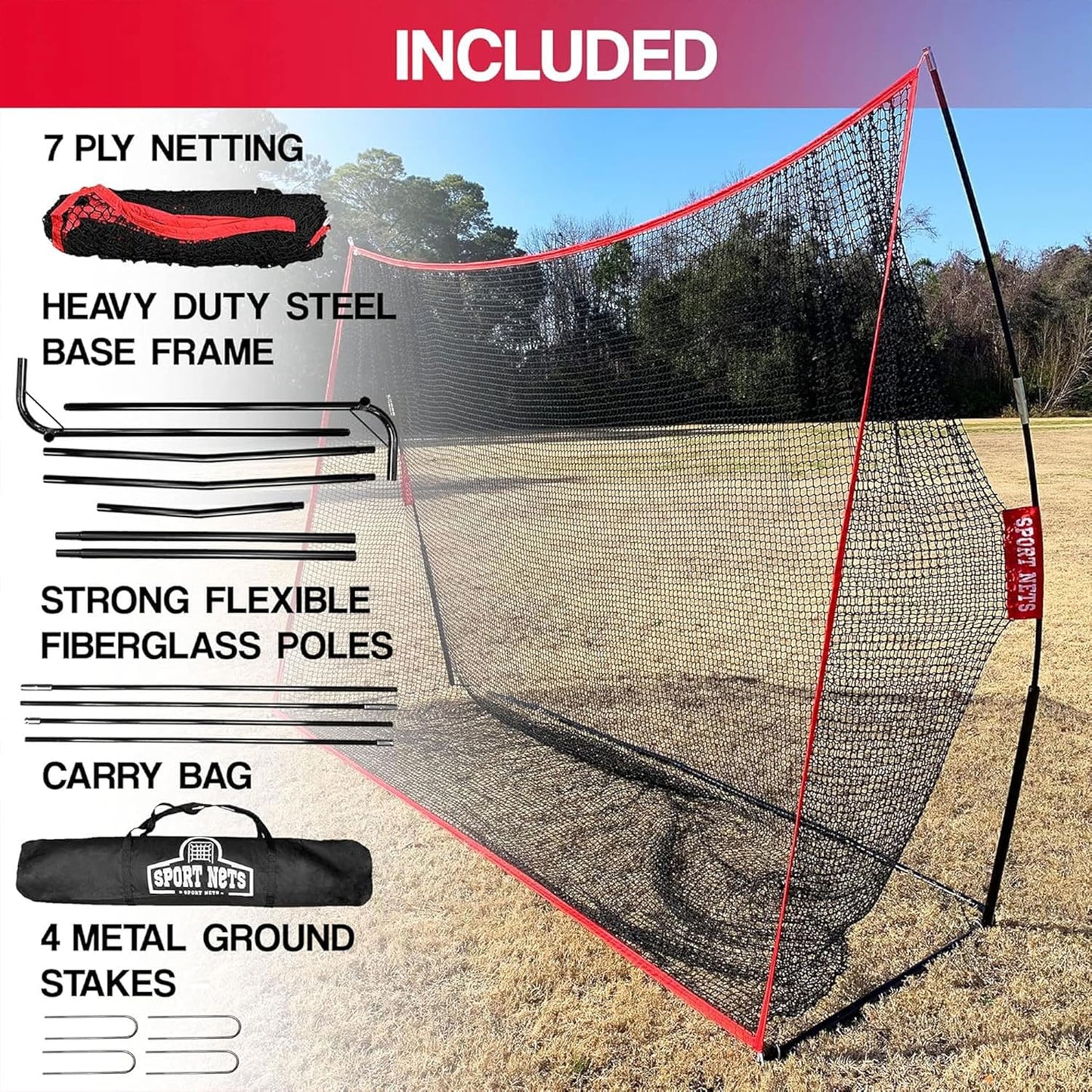 Heavy Duty Golf Net 10X7 Feet Hitting Area - Backyard Driving or Indoor Garage Practice - Perfect Equipment for Any Golfer