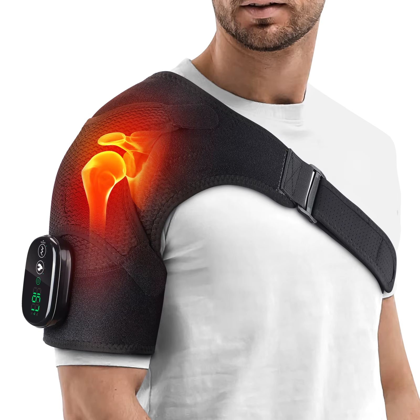 Heated Shoulder Massager Machine Eletric Vibration Heating Shoulder Massage Heater Belt Arm Hand Muscle Relaxation Pad Warmer